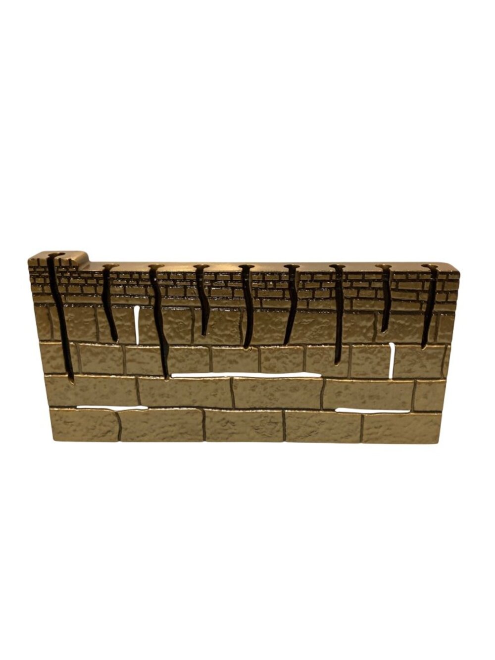 Western Wall Metal Gold Tone Menorah Jerusalem